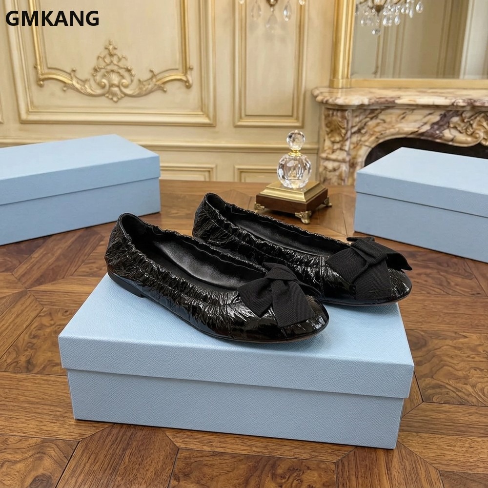 Leather Work Flats Women - Sepatu Flat Balet Wanita dengan Pita