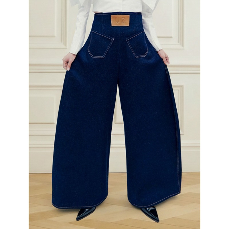 Leather Work Jeans - Celana Jeans Wanita Vintage Biru Tinaa