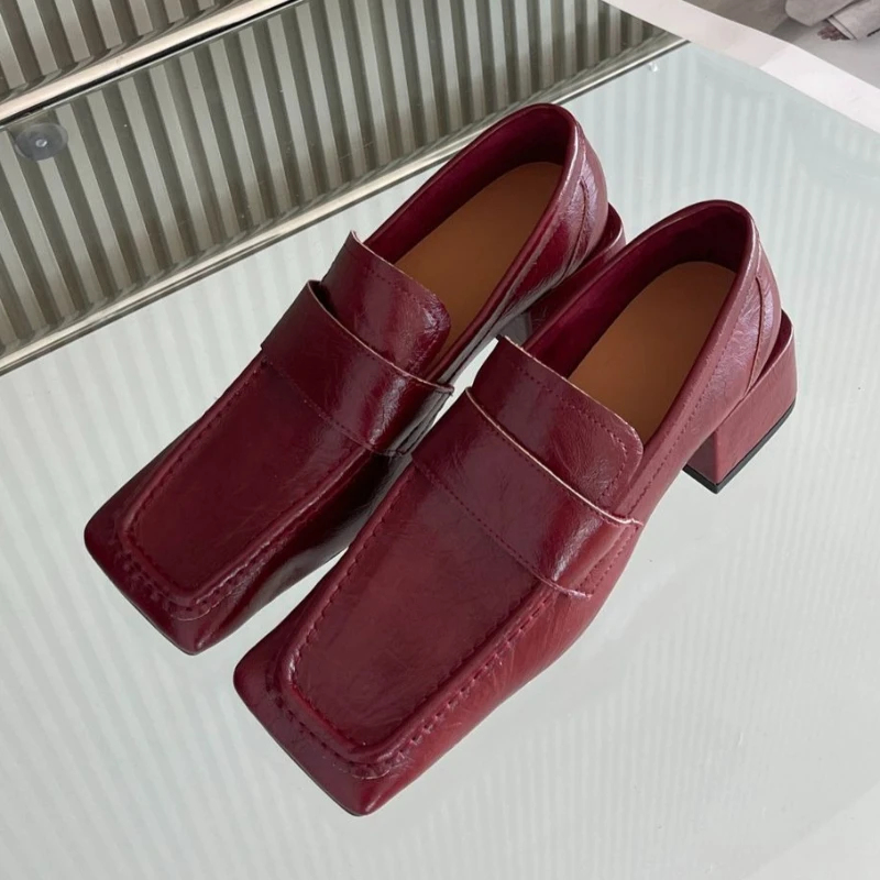 Sepatu Wanita Hak Tebal Model  - Leather Work Flats Women ulasan dan harga