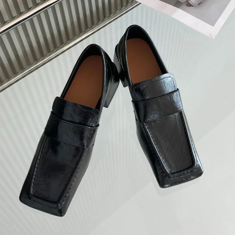 Sepatu Wanita Hak Tebal Model  - Leather Work Flats Women ulasan dan harga