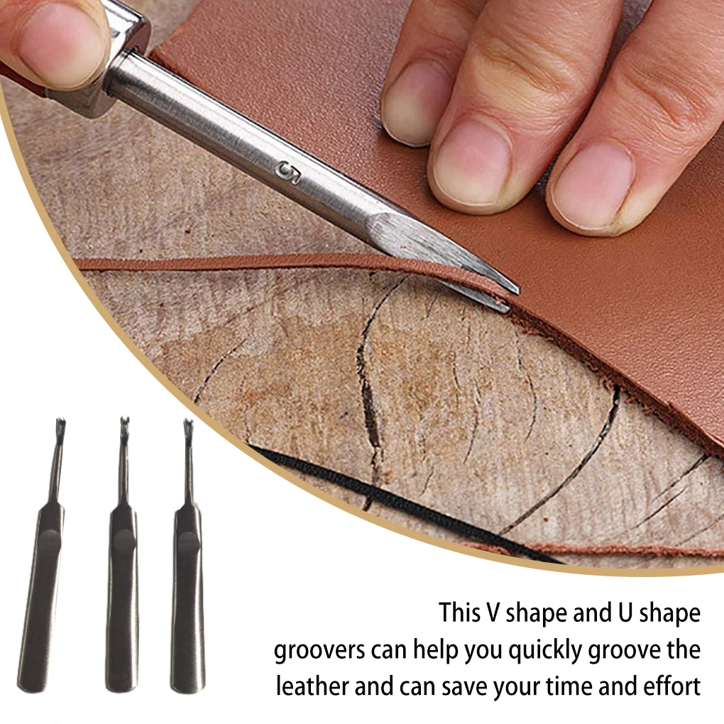 3Pcs Alat Pembuat Alur Kulit B - Leatherwork Edge Creaser ulasan dan harga