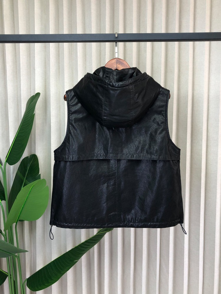 Rompi Wanita Kasual Kulit Asli - Leather Work Jacket With Hood ulasan dan harga
