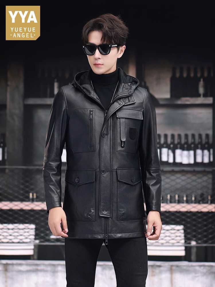 Jaket Musim Dingin Pria Kerja  - Leather Work Jacket With Hood ulasan dan harga