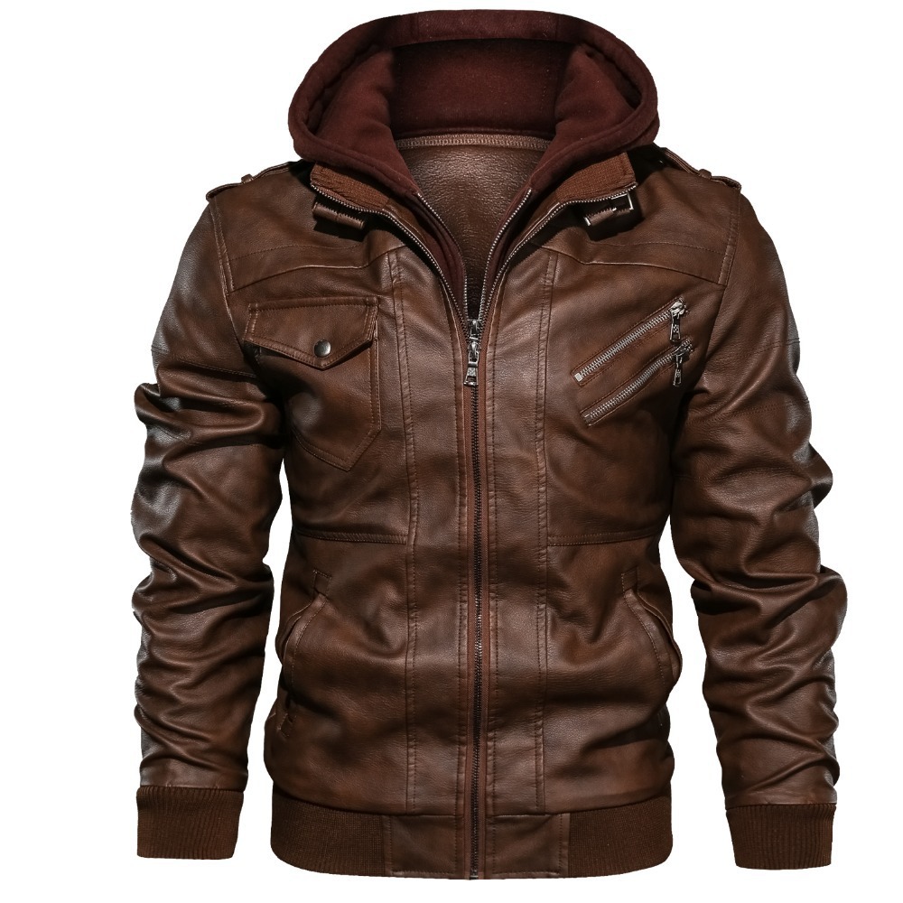 Jaket Pria Berkerudung Jaket P - Leather Work Jacket With Hood ulasan dan harga