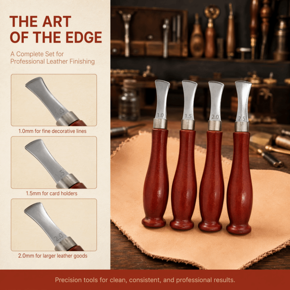 4 buah Alat Pembuat Lekukan Te - Leatherwork Edge Creaser ulasan dan harga