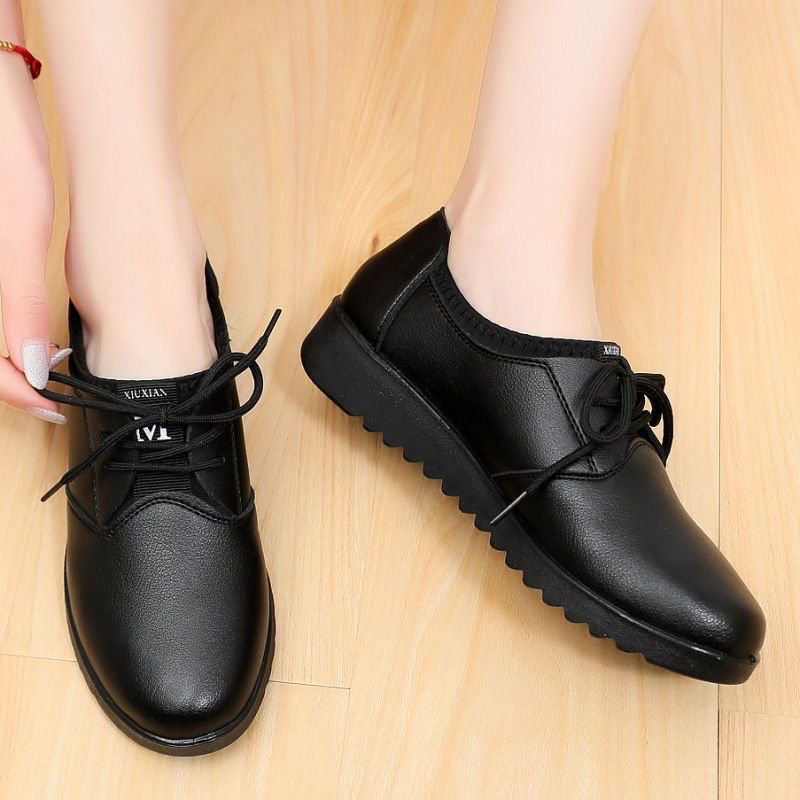 Sepatu Oxford Hitam Polos Wani - Leather Work Flats Women ulasan dan harga