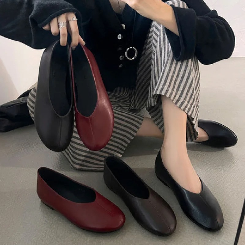 Sepatu Loafer Wanita Model Sli - Leather Work Flats Women ulasan dan harga