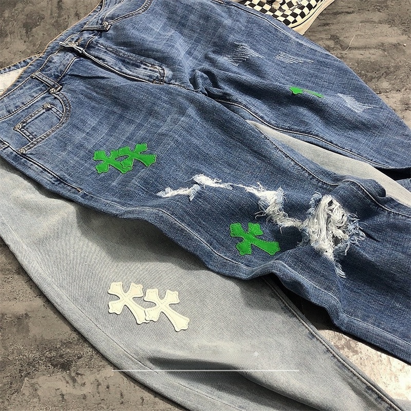 Celana Jeans Denim Robek Gaya  - Leather Work Jeans ulasan dan harga