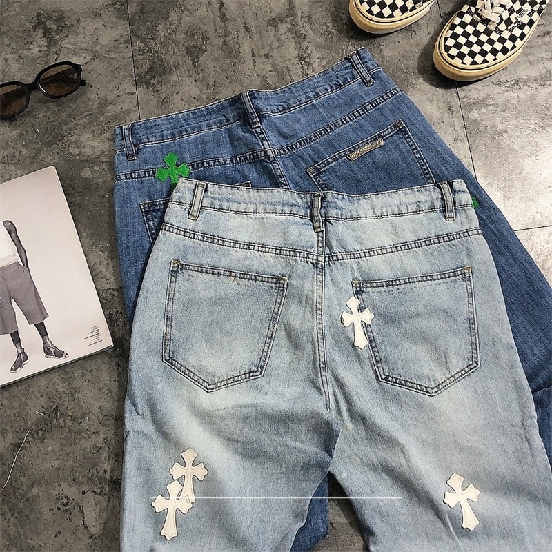 Celana Jeans Denim Robek Gaya  - Leather Work Jeans ulasan dan harga