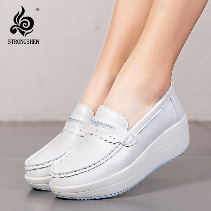 STRONGSHEN sepatu Wedges Platf - Leather Work Flats Women ulasan dan harga
