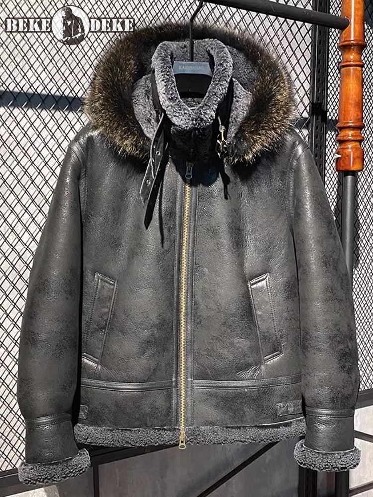 Jaket Kulit Asli Pria Musim Di - Leather Work Jacket With Hood ulasan dan harga
