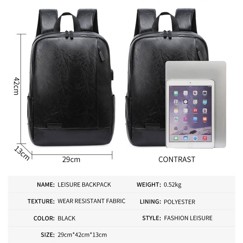 Ransel Modis Pria Tas Kulit PU - Leather Work Laptop Bag ulasan dan harga