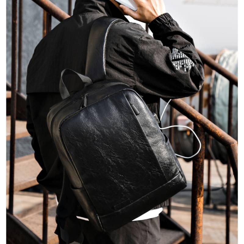 Ransel Modis Pria Tas Kulit PU - Leather Work Laptop Bag ulasan dan harga