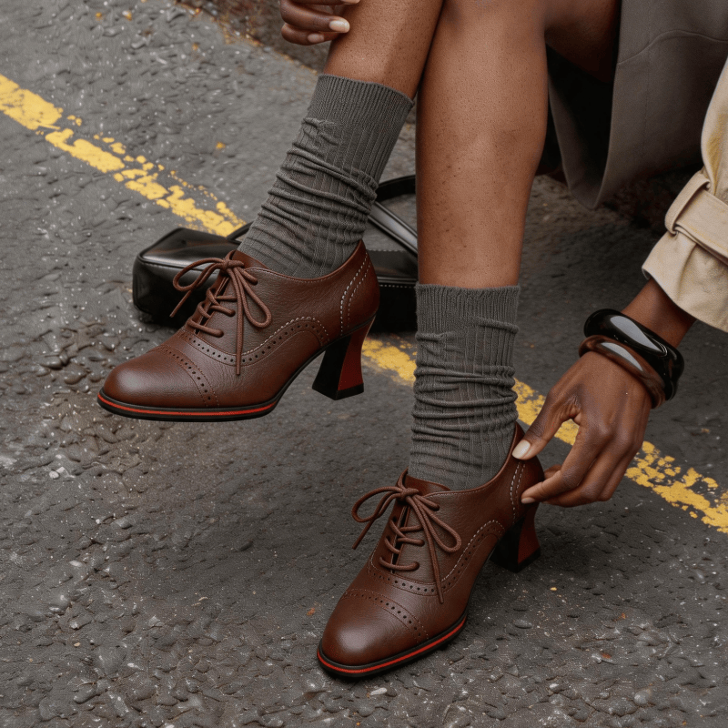 Sepatu Oxford Wanita dengan Ha - Leather Work Flats Women ulasan dan harga
